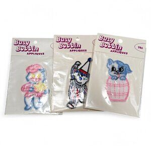 Busy Bobbin Appliques Lot 3‎ Vintage Sewing Dog Cat Clown